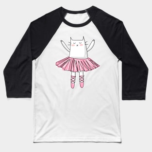 Pink Ballerina Cat Baseball T-Shirt